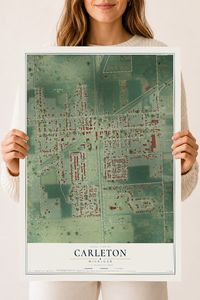 Map of Carleton, Michigan, 18 x 24 inch unframed archival matte print