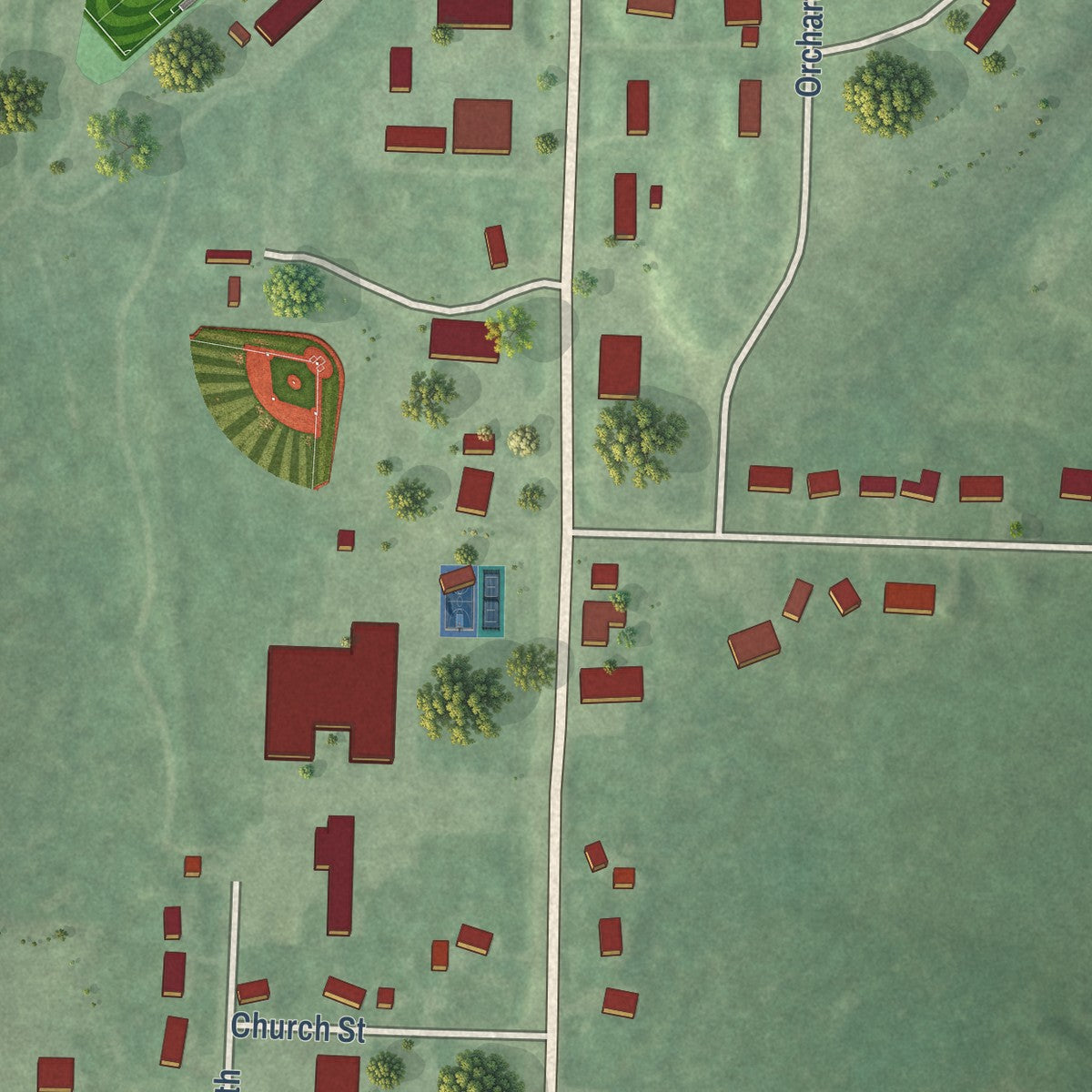 Close-up of the map of Carney, Michigan print showing street and building detail