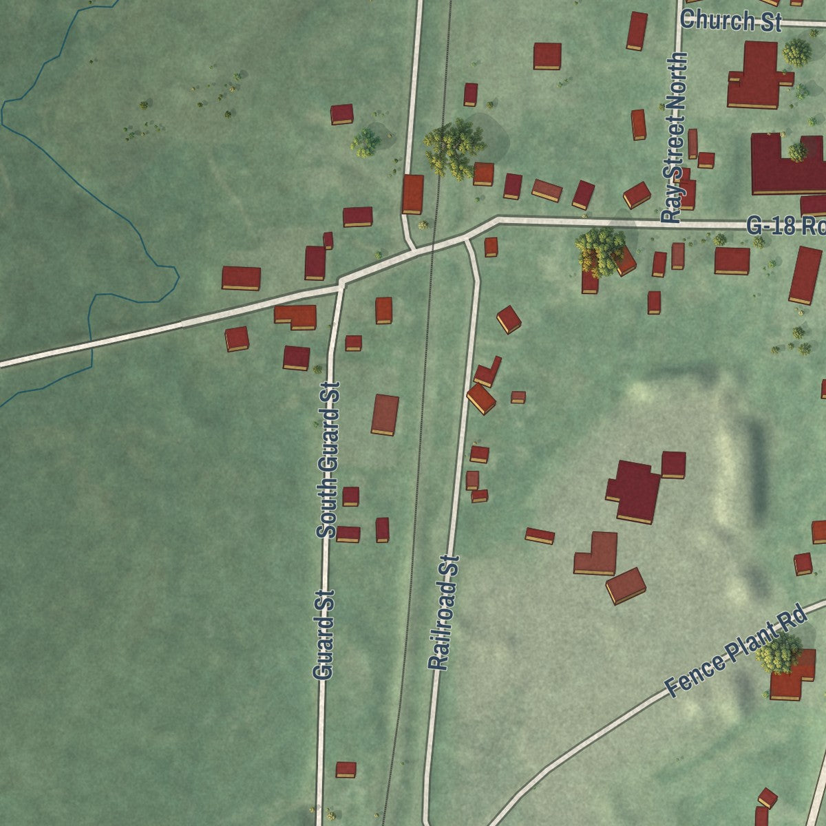 Second close-up of the map of Carney, Michigan print showing more streets and buildings