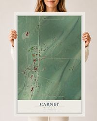 Map of Carney, Michigan, 24 x 36 inch unframed archival matte print