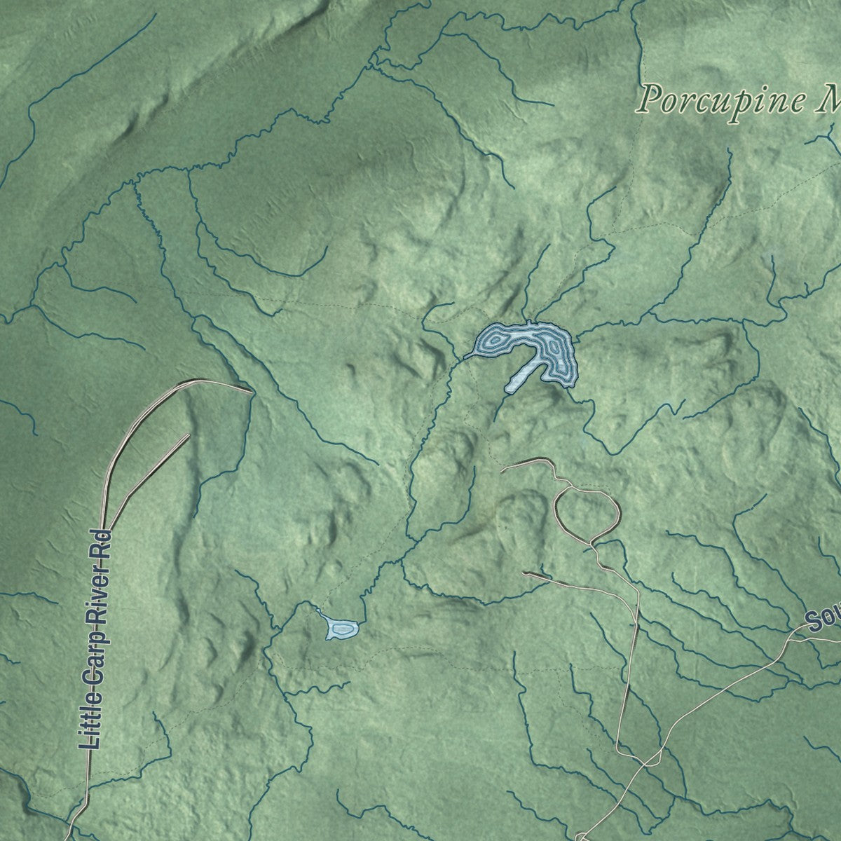 Close-up of the map of Carp Lake, Ontonagon County, Michigan print showing street and building detail