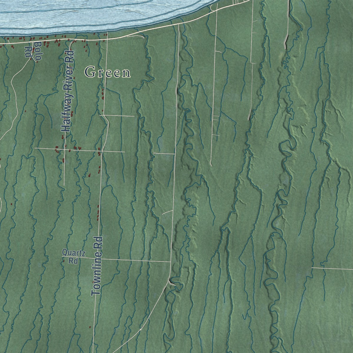 Second close-up of the map of Carp Lake, Ontonagon County, Michigan print showing more streets and buildings