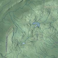 Close-up of the map of Carp Lake, Ontonagon County, Michigan print showing street and building detail