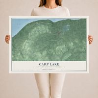 Map of Carp Lake, Ontonagon County, Michigan, 24 x 36 inch unframed archival matte print