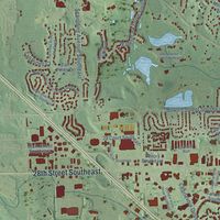 Second close-up of the map of Cascade, Michigan print showing more streets and buildings