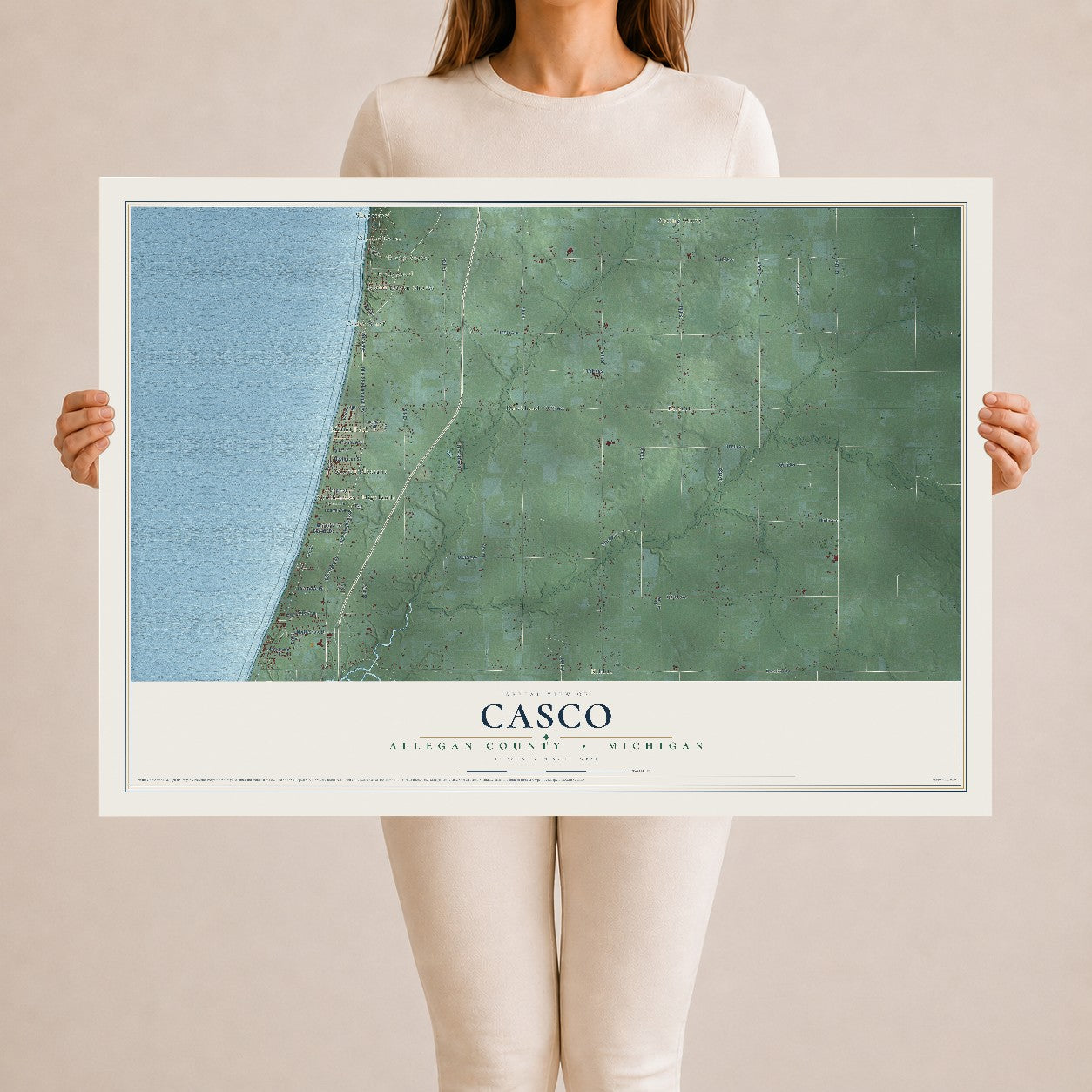 Map of Casco, Allegan County, Michigan, 24 x 36 inch unframed archival matte print