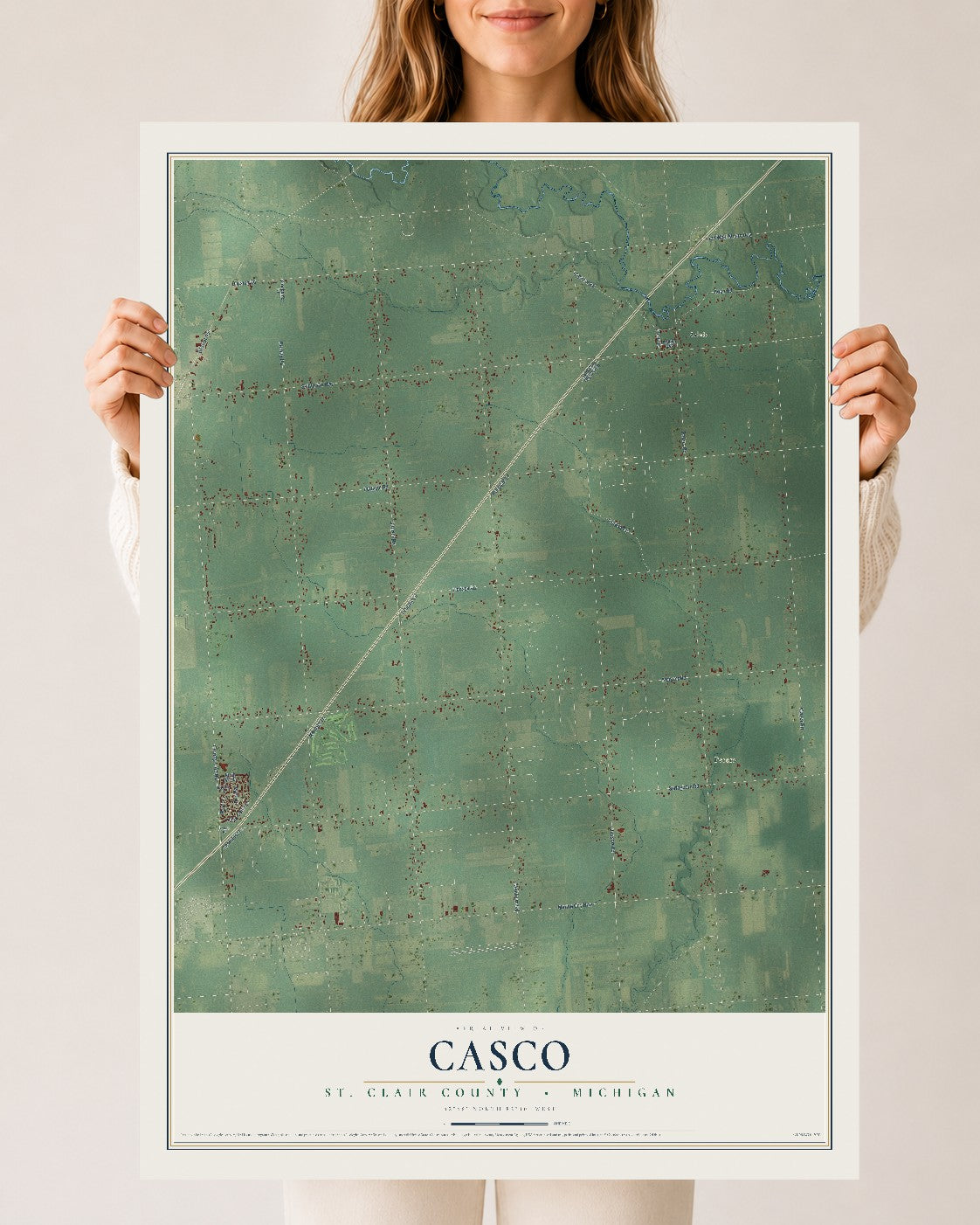 Map of Casco, St. Clair County, Michigan, 24 x 36 inch unframed archival matte print