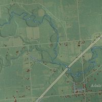 Second close-up of the map of Casco, St. Clair County, Michigan print showing more streets and buildings