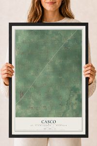 Map of Casco, St. Clair County, Michigan, 18 x 24 inch print in a black wood frame