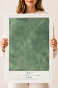 Map of Casco, St. Clair County, Michigan, 18 x 24 inch print in a white wood frame