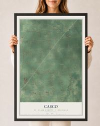 Map of Casco, St. Clair County, Michigan, 24 x 36 inch print in a black wood frame