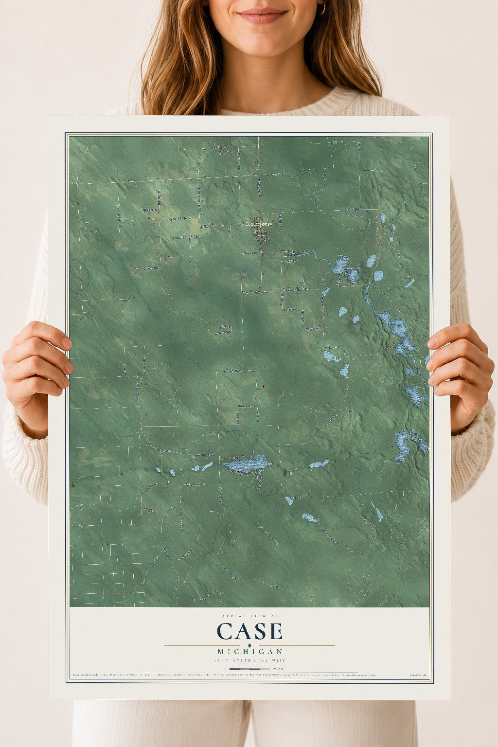 Map of Case, Michigan, 18 x 24 inch unframed archival matte print
