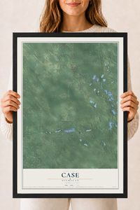 Map of Case, Michigan, 18 x 24 inch print in a black wood frame