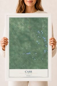 Map of Case, Michigan, 18 x 24 inch print in a white wood frame