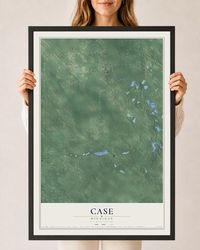 Map of Case, Michigan, 24 x 36 inch print in a black wood frame