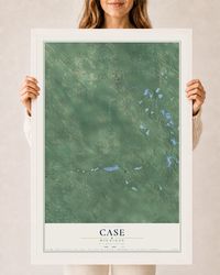 Map of Case, Michigan, 24 x 36 inch print in a white wood frame