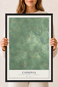 Map of Casnovia, Muskegon County, Michigan, 18 x 24 inch print in a black wood frame