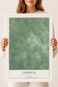 Map of Casnovia, Muskegon County, Michigan, 18 x 24 inch print in a white wood frame