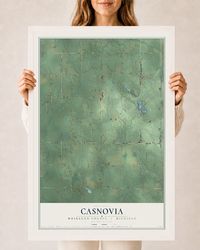 Map of Casnovia, Muskegon County, Michigan, 24 x 36 inch print in a white wood frame