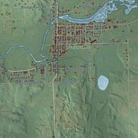 Close-up of the map of Castleton, Michigan print showing street and building detail