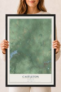 Map of Castleton, Michigan, 18 x 24 inch print in a black wood frame
