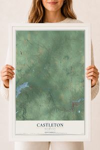 Map of Castleton, Michigan, 18 x 24 inch print in a white wood frame