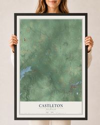 Map of Castleton, Michigan, 24 x 36 inch print in a black wood frame