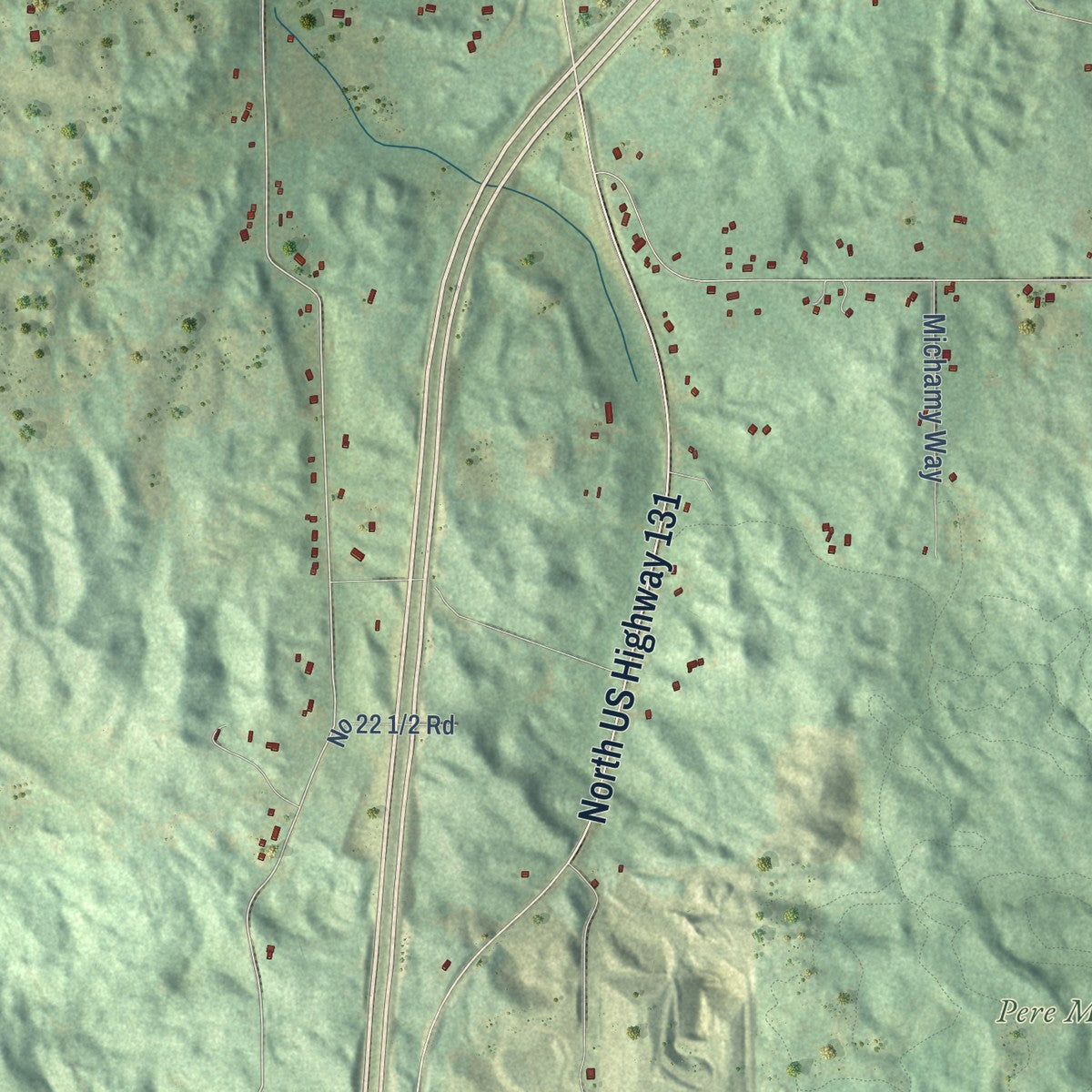Close-up of the map of Cedar Creek, Wexford County, Michigan print showing street and building detail