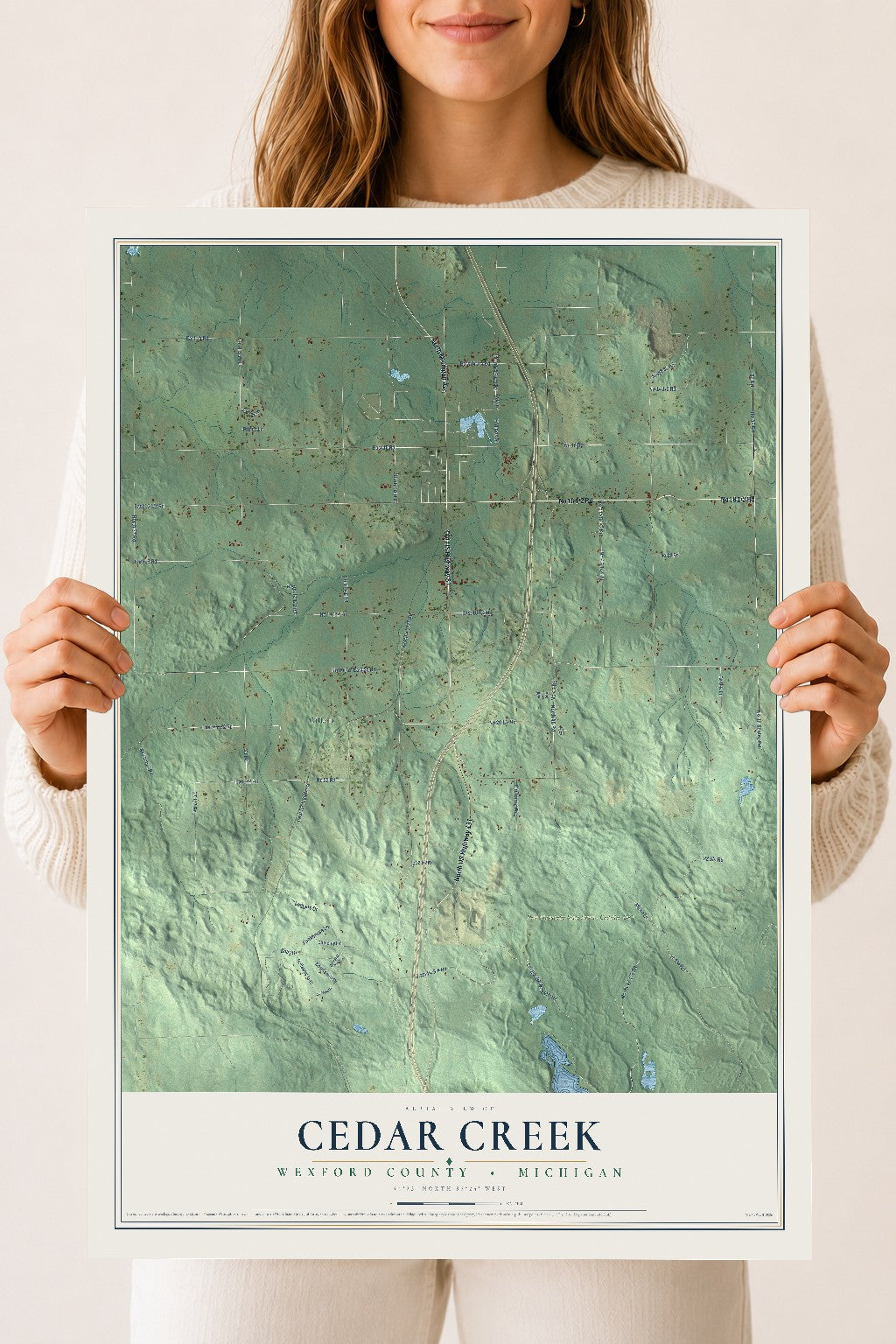 Map of Cedar Creek, Wexford County, Michigan, 18 x 24 inch unframed archival matte print
