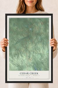Map of Cedar Creek, Wexford County, Michigan, 18 x 24 inch print in a black wood frame
