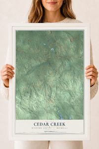 Map of Cedar Creek, Wexford County, Michigan, 18 x 24 inch print in a white wood frame