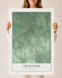 Map of Cedar Creek, Wexford County, Michigan, 24 x 36 inch print in a white wood frame