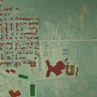 Second close-up of the map of Cedar Springs, Michigan print showing more streets and buildings