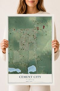 Map of Cement City, Michigan, 18 x 24 inch unframed archival matte print