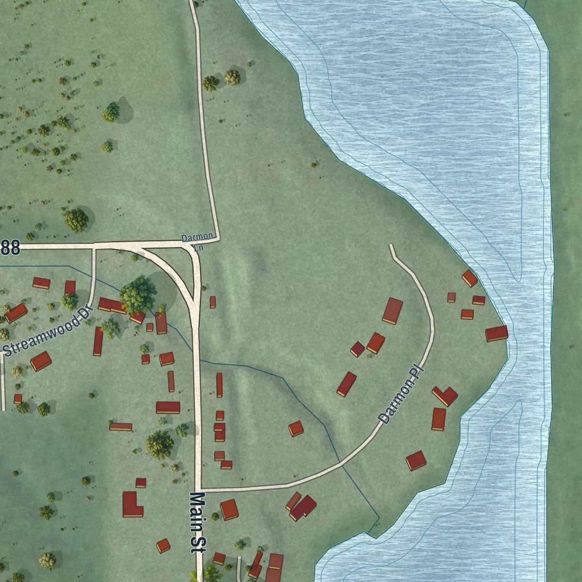 Second close-up of the map of Central Lake, Michigan print showing more streets and buildings