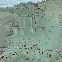 Second close-up of the map of Charlevoix, Charlevoix County, Michigan print showing more streets and buildings