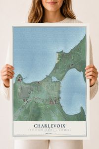 Map of Charlevoix, Charlevoix County, Michigan, 18 x 24 inch unframed archival matte print