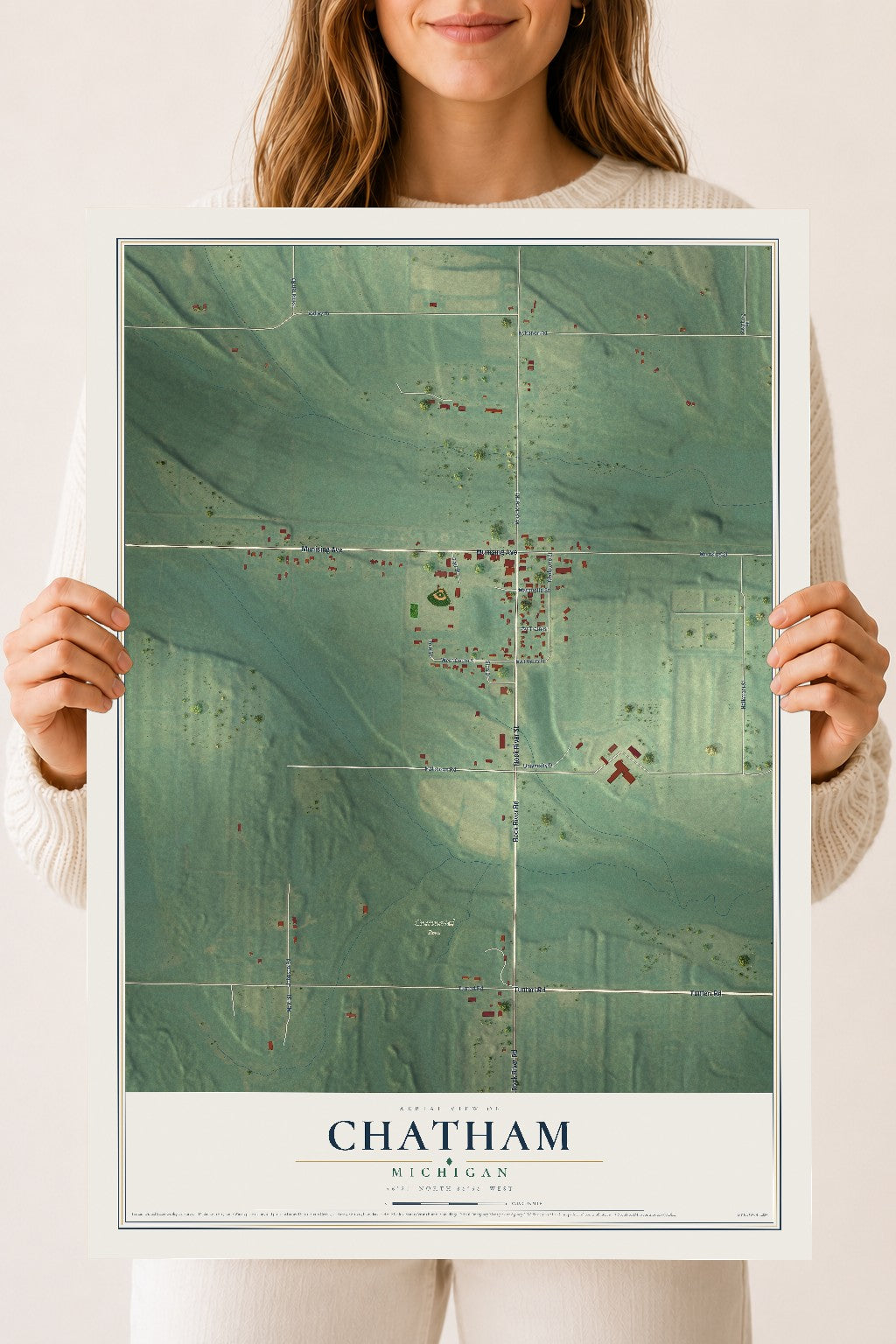 Map of Chatham, Michigan, 18 x 24 inch unframed archival matte print