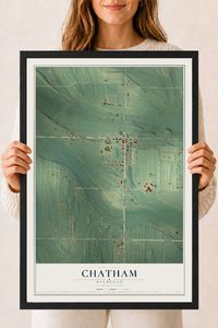 Map of Chatham, Michigan, 18 x 24 inch print in a black wood frame