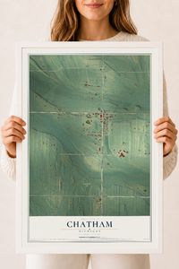 Map of Chatham, Michigan, 18 x 24 inch print in a white wood frame