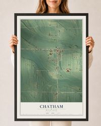 Map of Chatham, Michigan, 24 x 36 inch print in a black wood frame