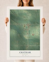 Map of Chatham, Michigan, 24 x 36 inch print in a white wood frame