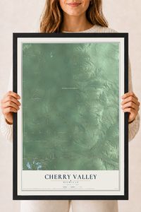 Map of Cherry Valley, Michigan, 18 x 24 inch print in a black wood frame