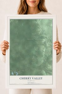 Map of Cherry Valley, Michigan, 18 x 24 inch print in a white wood frame