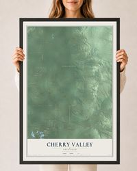 Map of Cherry Valley, Michigan, 24 x 36 inch print in a black wood frame