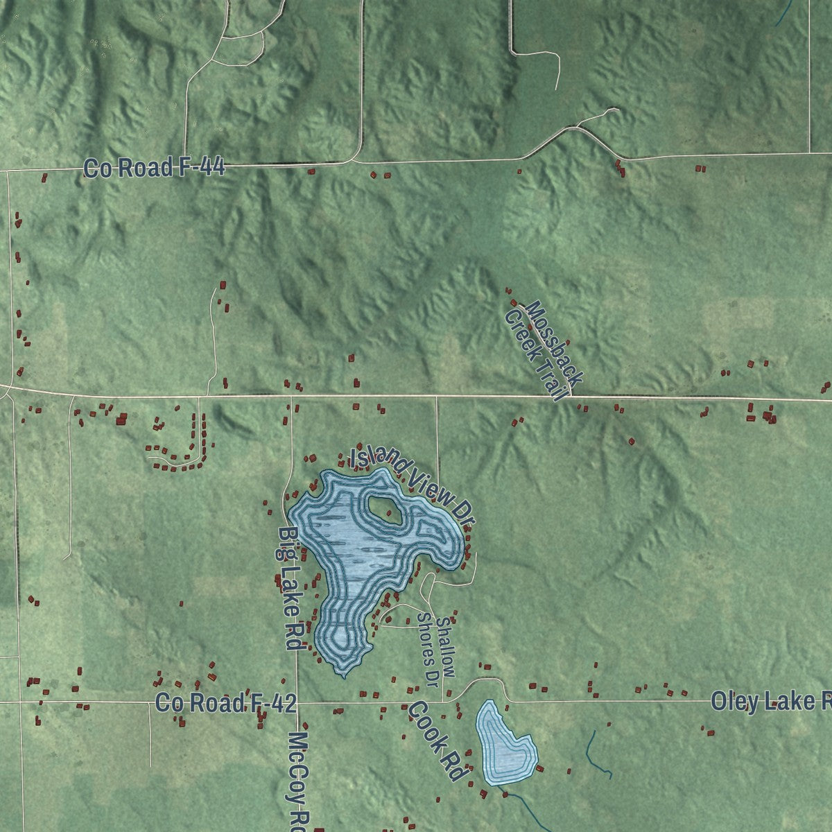 Close-up of the map of Chester, Otsego County, Michigan print showing street and building detail