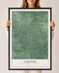 Map of Chester, Otsego County, Michigan, 24 x 36 inch print in a black wood frame