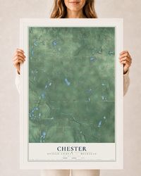 Map of Chester, Otsego County, Michigan, 24 x 36 inch print in a white wood frame
