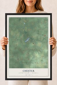 Map of Chester, Ottawa County, Michigan, 18 x 24 inch print in a black wood frame