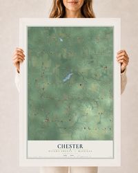 Map of Chester, Ottawa County, Michigan, 24 x 36 inch print in a white wood frame